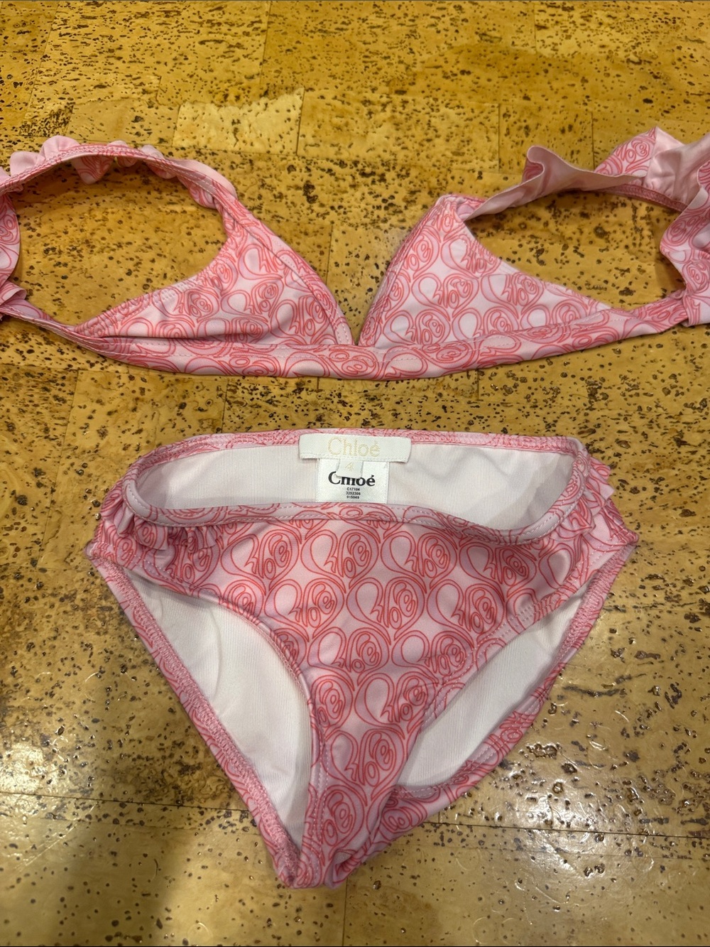 Chloe Girls Pink Logo Print Two-Piece Bikini